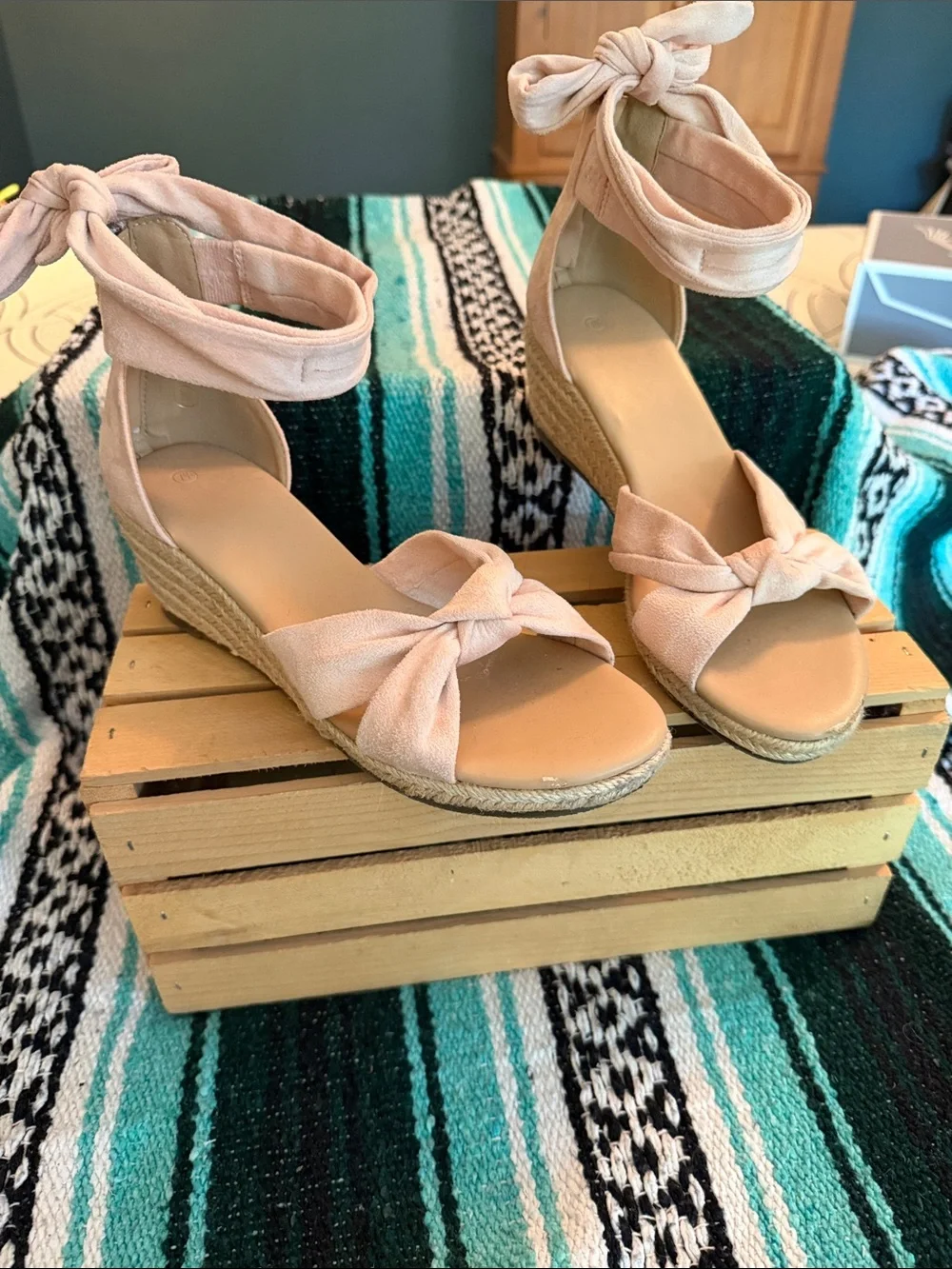 Women’s Espadrille Ankle-Tie Sandals - Blush Pink - Picture 3 of 9